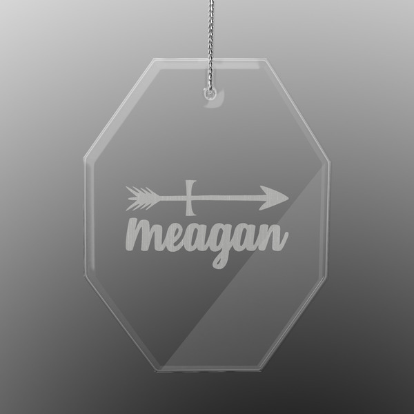Custom Tribal Arrows Engraved Glass Ornament - Octagon (Personalized)