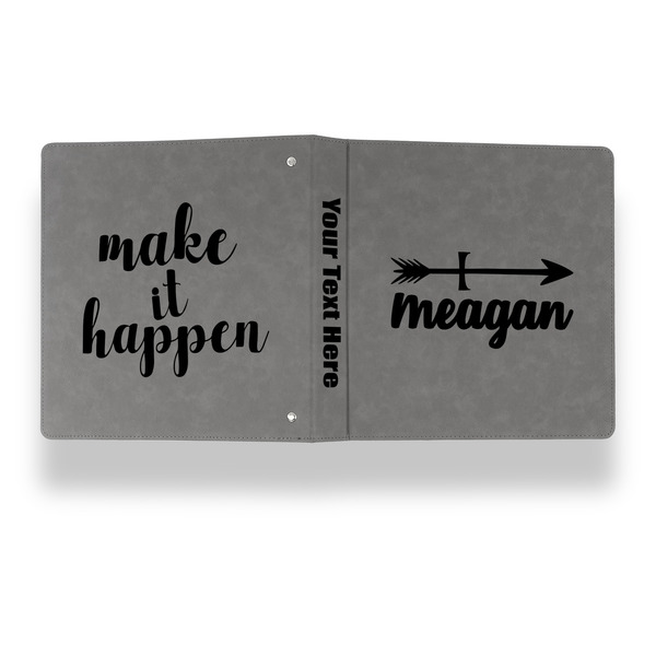 Tribal Arrows Leather Binder - 1" - Grey - Back Spine Front View