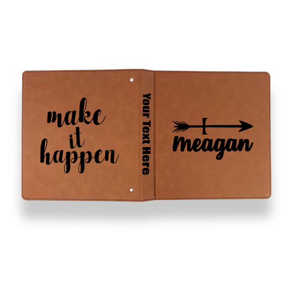 Tribal Arrows Leather Binder - 1" - Rawhide - Back Spine Front View