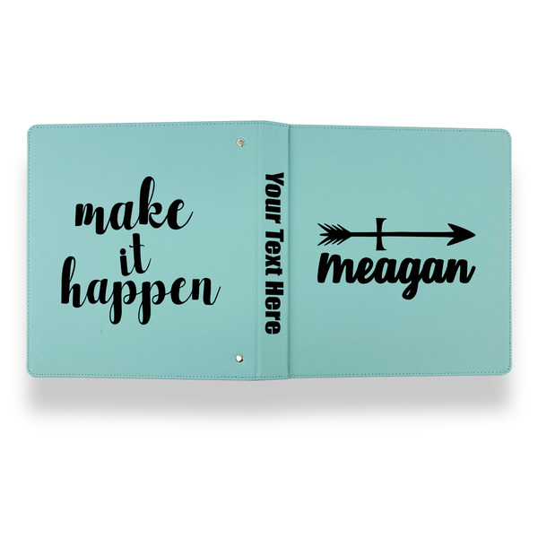 Tribal Arrows Leather Binder - 1" - Teal - Back Spine Front View