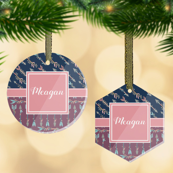 Custom Tribal Arrows Flat Glass Ornament w/ Name or Text