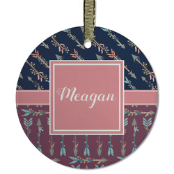 Tribal Arrows Flat Glass Ornament - Round w/ Name or Text
