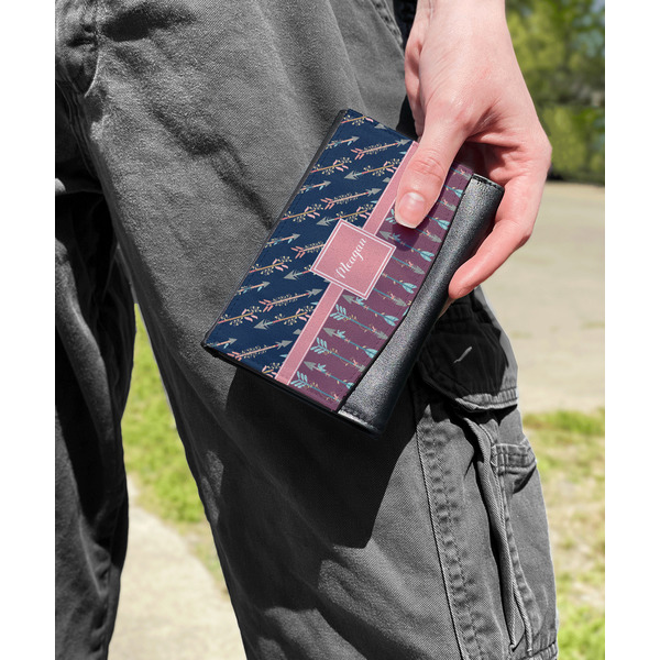 Tribal Arrows Genuine Leather Womens Wallet - In Context