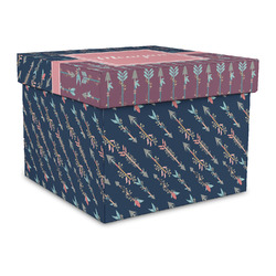 Tribal Arrows Gift Box with Lid - Canvas Wrapped - Large (Personalized)