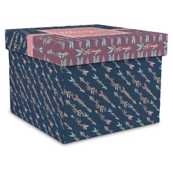 Tribal Arrows Gift Box with Lid - Canvas Wrapped - X-Large (Personalized)