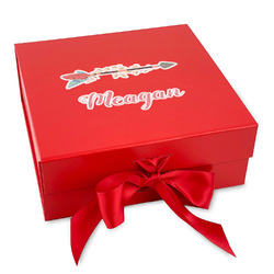 Tribal Arrows Gift Box with Magnetic Lid - Red (Personalized)