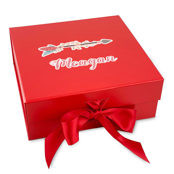 Custom Tribal Arrows Gift Box with Magnetic Lid - Red (Personalized)