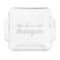 Tribal Arrows Glass Cake Dish with Truefit Lid - 8in x 8in (Personalized)