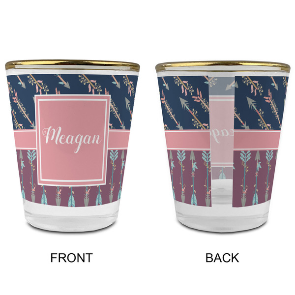 Tribal Arrows Glass Shot Glass - with gold rim - APPROVAL