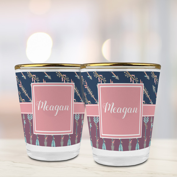 Tribal Arrows Glass Shot Glass - with gold rim - LIFESTYLE