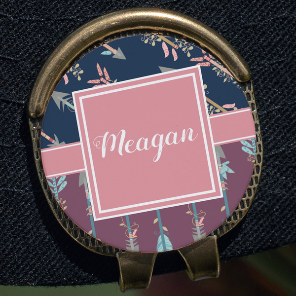 Tribal Arrows Golf Ball Marker Hat Clip - Gold - Close Up