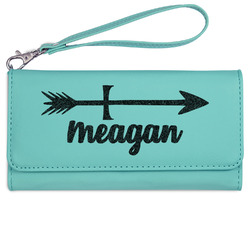 Tribal Arrows Ladies Leatherette Wallet - Laser Engraved- Teal (Personalized)