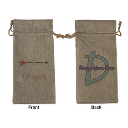Tribal Arrows Large Burlap Gift Bag - Front & Back (Personalized)