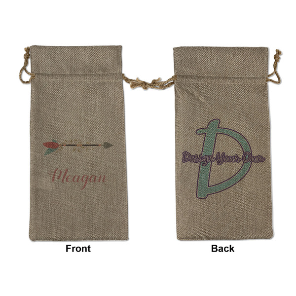 Custom Tribal Arrows Large Burlap Gift Bag - Front & Back (Personalized)