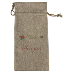 Tribal Arrows Large Burlap Gift Bag - Front (Personalized)