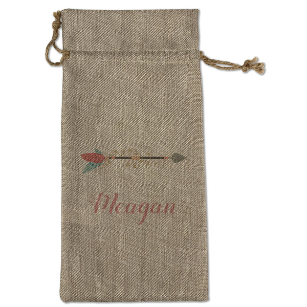 Custom Tribal Arrows Large Burlap Gift Bag - Front (Personalized)