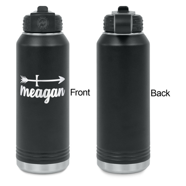 Tribal Arrows Laser Engraved Water Bottles - Front Engraving - Front & Back View