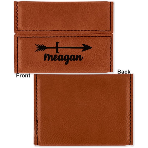 Tribal Arrows Leather Business Card Holder Front Back Single Sided - Apvl