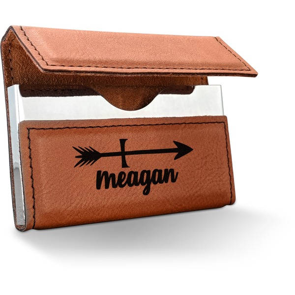 Custom Tribal Arrows Leatherette Business Card Holder - Double Sided (Personalized)