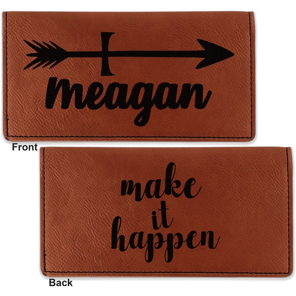 Tribal Arrows Leather Checkbook Holder Front and Back