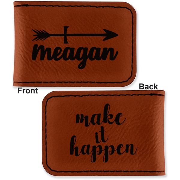 Tribal Arrows Leatherette Magnetic Money Clip - Front and Back