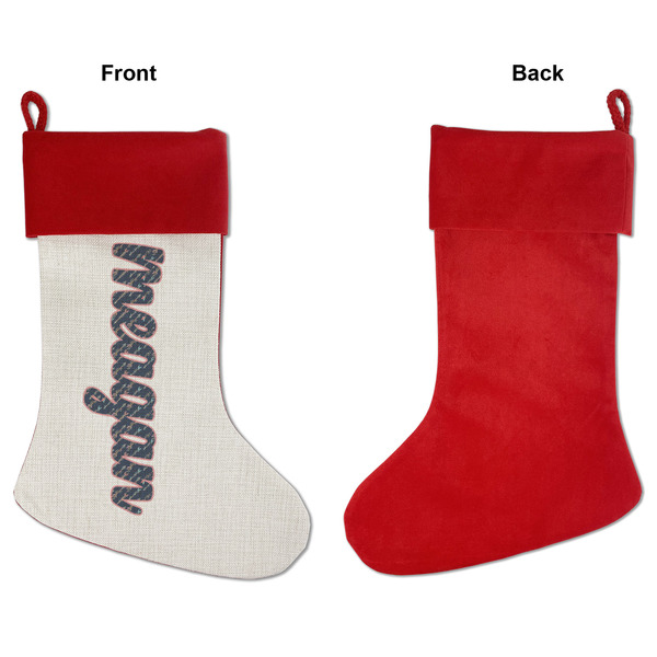 Tribal Arrows Linen Stockings w/ Red Cuff - Front & Back (APPROVAL)