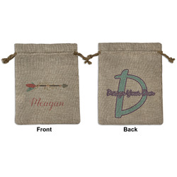 Tribal Arrows Medium Burlap Gift Bag - Front & Back (Personalized)