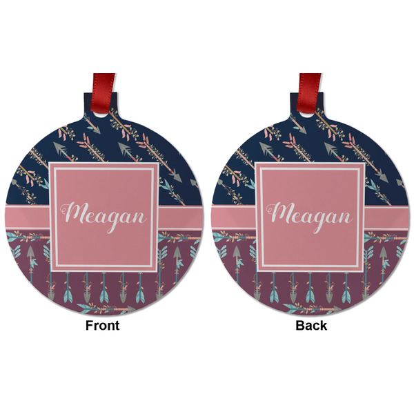 Tribal Arrows Metal Ball Ornament - Front and Back