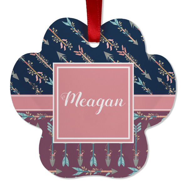 Tribal Arrows Metal Paw Ornament - Front