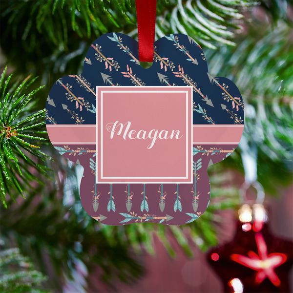 Tribal Arrows Metal Paw Ornament - Lifestyle