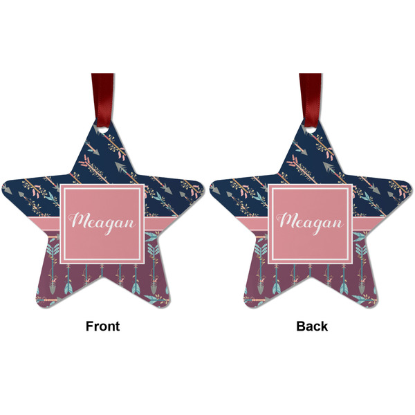 Tribal Arrows Metal Star Ornament - Front and Back