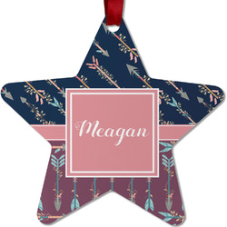 Tribal Arrows Metal Star Ornament - Double Sided w/ Name or Text