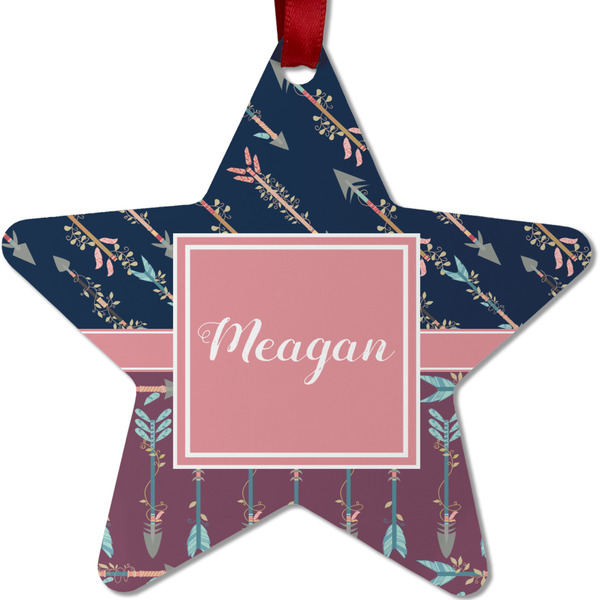 Custom Tribal Arrows Metal Star Ornament - Double Sided w/ Name or Text