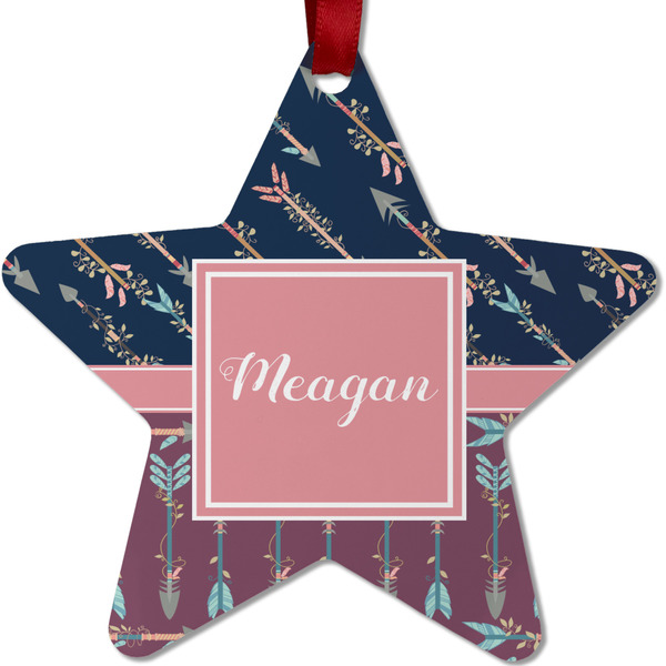 Tribal Arrows Metal Star Ornament - Front