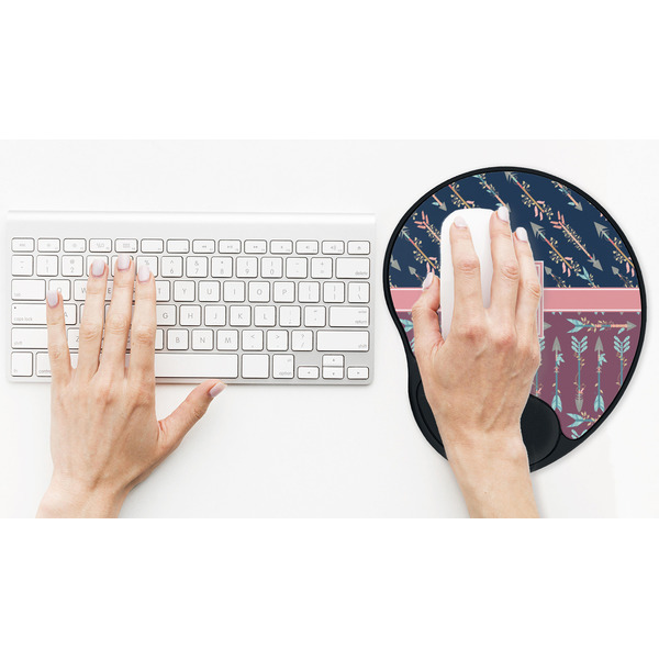 Tribal Arrows Mouse Pad with Wrist Rest - LIFESYTLE 2 (in use)