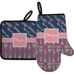 Tribal Arrows Oven Mitt & Pot Holder Set w/ Name or Text