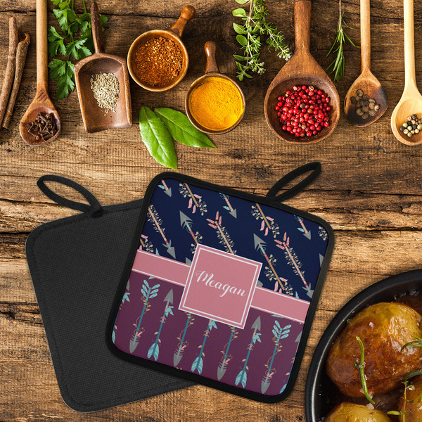 Tribal Arrows Neoprene Pot Holder - Set of 2  LIFESTYLE (Flatlay)