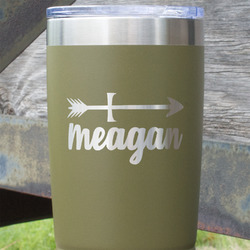 Tribal Arrows 20 oz Stainless Steel Tumbler - Olive - Double Sided (Personalized)