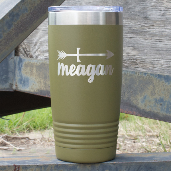 Custom Tribal Arrows 20 oz Stainless Steel Tumbler - Olive - Single Sided (Personalized)