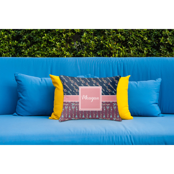 Tribal Arrows Outdoor Throw Pillow  - LIFESTYLE (Rectangular - 20x14)