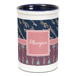 Tribal Arrows Ceramic Pencil Holders - Blue