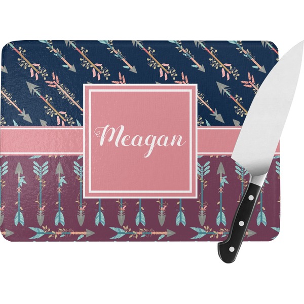 Custom Tribal Arrows Rectangular Glass Cutting Board (Personalized)
