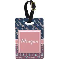 Tribal Arrows Plastic Luggage Tag - Rectangular w/ Name or Text