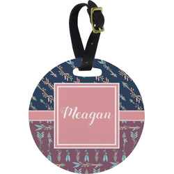 Tribal Arrows Plastic Luggage Tag - Round (Personalized)