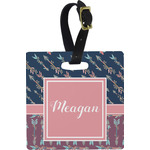 Tribal Arrows Plastic Luggage Tag - Square w/ Name or Text