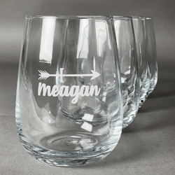 Tribal Arrows Stemless Wine Glasses (Set of 4) (Personalized)
