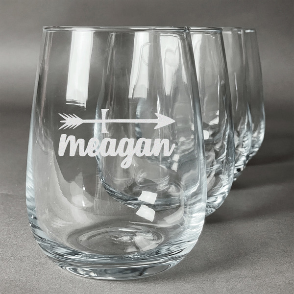 Custom Tribal Arrows Stemless Wine Glasses (Set of 4) (Personalized)