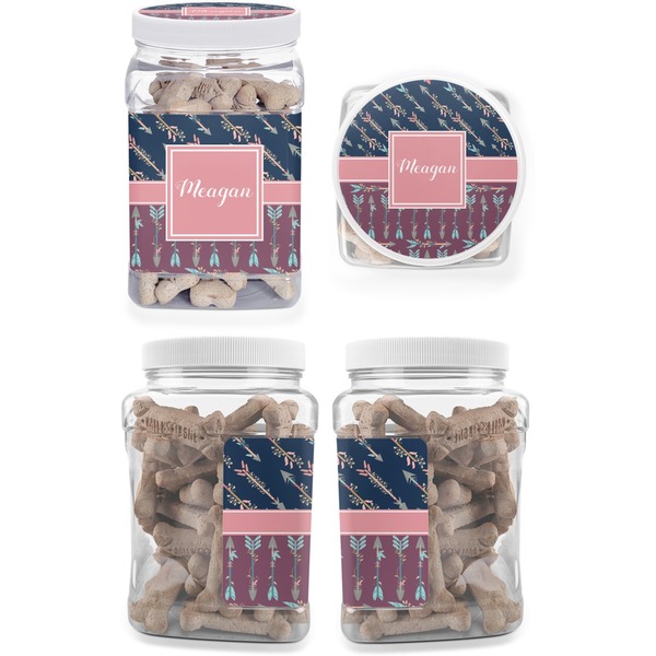 Tribal Arrows Pet Treat Jar - Multiple Angles