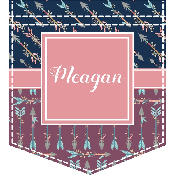 Custom Tribal Arrows Iron On Faux Pocket (Personalized)