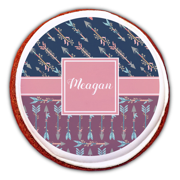 Tribal Arrows Printed Icing Circle - Large - On Cookie